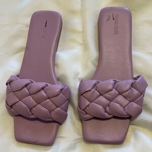 Open Edit Lucca Braided Slide Sandals in Lavender